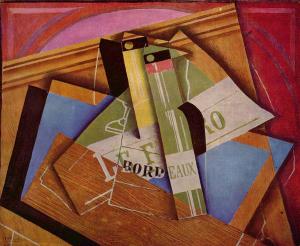 Still life with bottle of Bordeaux, Juan Gris