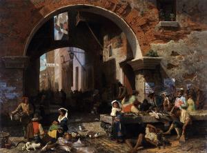 Roman Fish Market, Arch of Octavius, Albert Bierstadt