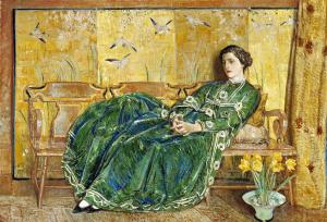 Abril (El vestido verde), Childe Hassam