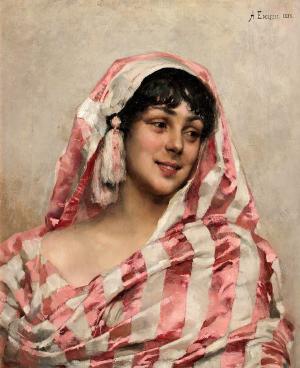 Portrait of young woman, Albert Edelfelt