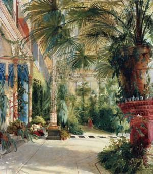 Interior de la casa de las palmeras, Carl Blechen