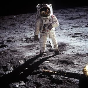 Buzz Aldrin walking on the Moon