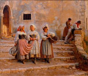 Young women transporting lime, Kristian Zahrtmann