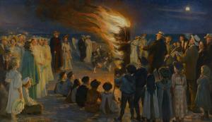 Hoguera en la víspera de San Juan en playa de Skagen, Krøyer