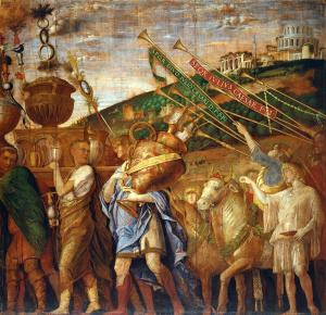 Portadores de jarrones y trompeteros, Andrea Mantegna