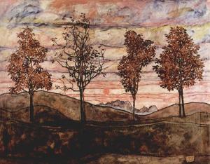 Cuatro árboles, Egon Schiele