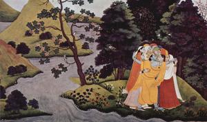 Krishna abrazando Gopis