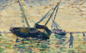 Tres botes en el mar, Georges-Pierre Seurat