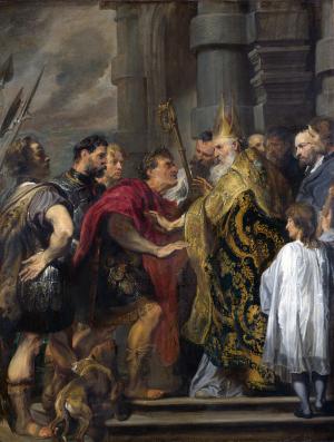 Saint Ambrose barring Theodosius, Anthony van Dyck