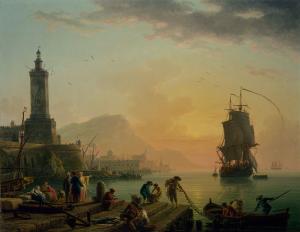 Calma en el puerto mediterráneo, Claude Joseph Vernet