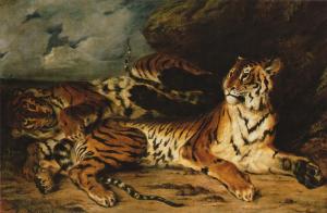 A Young Tiger Playing with its Mother, Delacroix